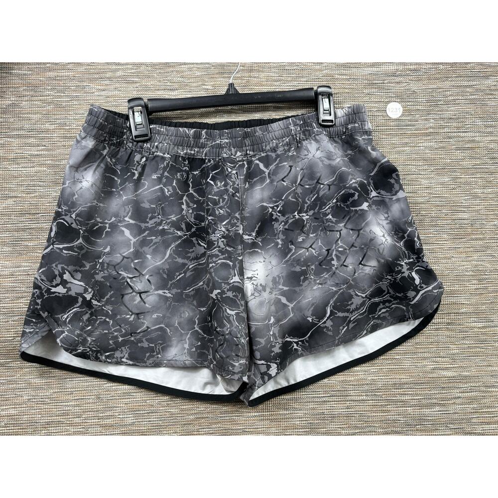 World Wide Sportsman Swim Shorts Mens L Gray Camo Elastic Waist Lined Quick Dry